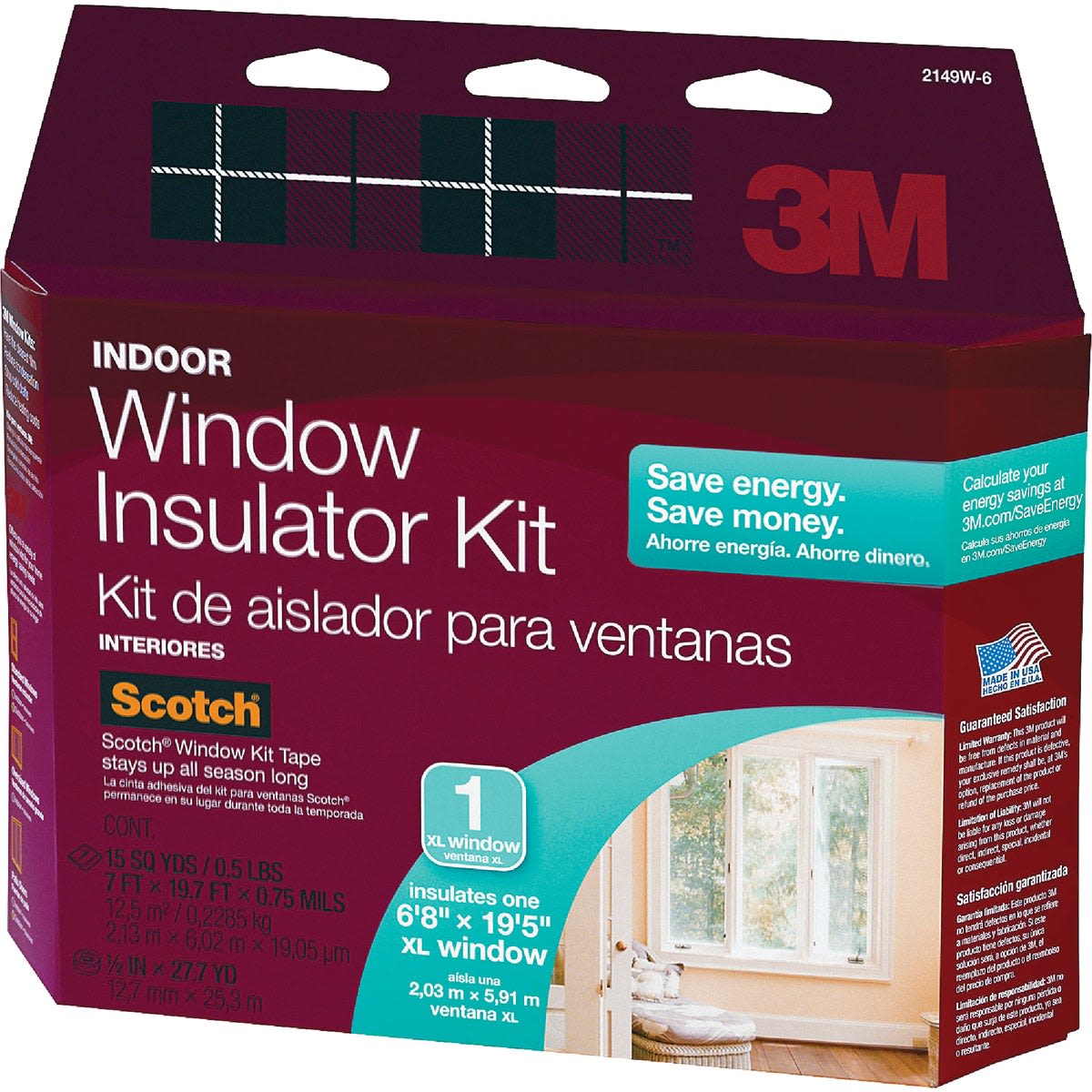 3M indoor oversized window insulation kit with Scotch tape for saving energy in hardware and home improvement collections
