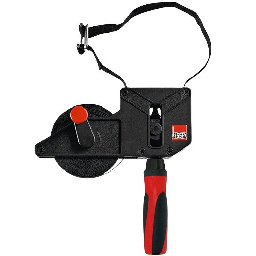 Black and red hand clamp with adjustable strap for securing materials at variable angles in home improvement projects