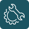 White wrench and screwdriver crossed inside a teal circular icon representing tools and home improvement services