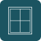 Simple graphic icon showing a white window frame with four panes on a dark teal square background, suitable for home improvement or tools-related content.
