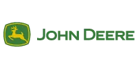 Green and yellow John Deere logo featuring a leaping deer inside a rounded square, accompanied by the company name in green text on a white background.