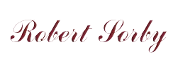 Stylized script logo in deep red featuring the name Robert Sorby, set against a plain white background.