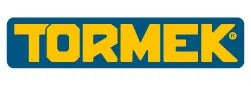Bold yellow Tormek logo on a dark blue rectangular background, representing a brand known for sharpening and tool maintenance equipment.